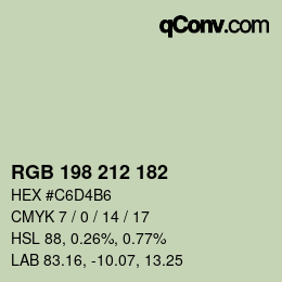 Color code: RGB 198 212 182 | qconv.com