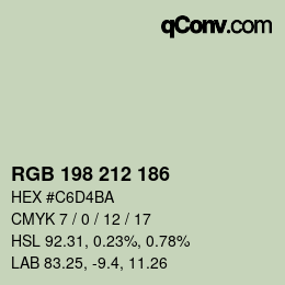 颜色代码: RGB 198 212 186 | qconv.com