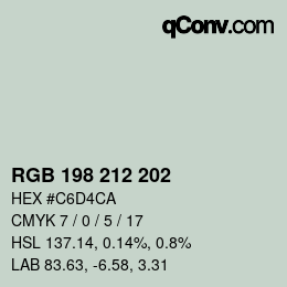 カラーコード: RGB 198 212 202 | qconv.com