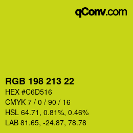 Color code: RGB 198 213 22 | qconv.com
