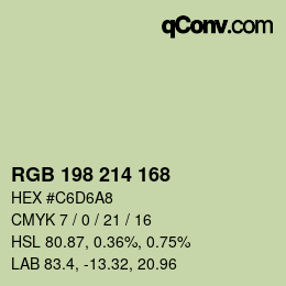 Color code: RGB 198 214 168 | qconv.com