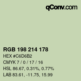 Color code: RGB 198 214 178 | qconv.com