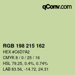 Color code: RGB 198 215 162 | qconv.com