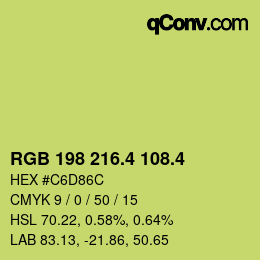 カラーコード: RGB 198 216.4 108.4 | qconv.com