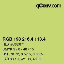 カラーコード: RGB 198 216.4 113.4 | qconv.com