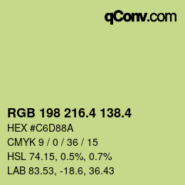 カラーコード: RGB 198 216.4 138.4 | qconv.com
