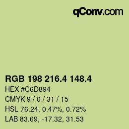 カラーコード: RGB 198 216.4 148.4 | qconv.com