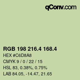 カラーコード: RGB 198 216.4 168.4 | qconv.com