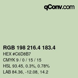 カラーコード: RGB 198 216.4 183.4 | qconv.com