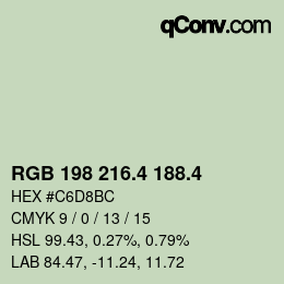 カラーコード: RGB 198 216.4 188.4 | qconv.com
