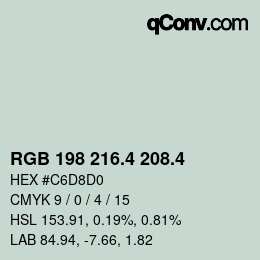 カラーコード: RGB 198 216.4 208.4 | qconv.com