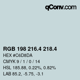 カラーコード: RGB 198 216.4 218.4 | qconv.com