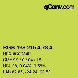 カラーコード: RGB 198 216.4 78.4 | qconv.com