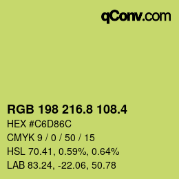カラーコード: RGB 198 216.8 108.4 | qconv.com