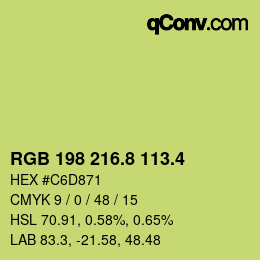 カラーコード: RGB 198 216.8 113.4 | qconv.com