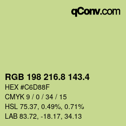 カラーコード: RGB 198 216.8 143.4 | qconv.com