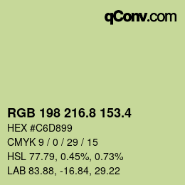 カラーコード: RGB 198 216.8 153.4 | qconv.com
