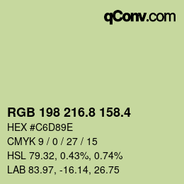 カラーコード: RGB 198 216.8 158.4 | qconv.com