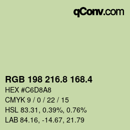 カラーコード: RGB 198 216.8 168.4 | qconv.com