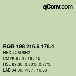 カラーコード: RGB 198 216.8 178.4 | qconv.com