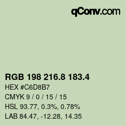 カラーコード: RGB 198 216.8 183.4 | qconv.com