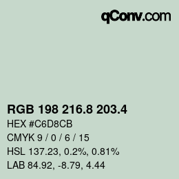 カラーコード: RGB 198 216.8 203.4 | qconv.com