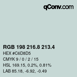 カラーコード: RGB 198 216.8 213.4 | qconv.com