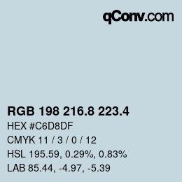 カラーコード: RGB 198 216.8 223.4 | qconv.com