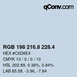 カラーコード: RGB 198 216.8 228.4 | qconv.com
