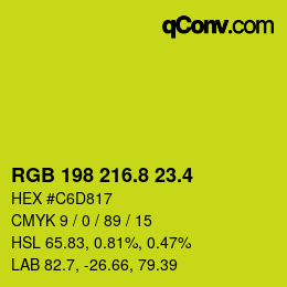 カラーコード: RGB 198 216.8 23.4 | qconv.com