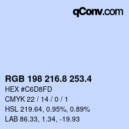 カラーコード: RGB 198 216.8 253.4 | qconv.com