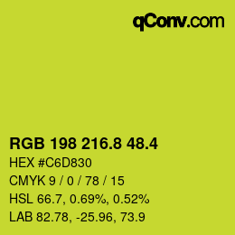 カラーコード: RGB 198 216.8 48.4 | qconv.com
