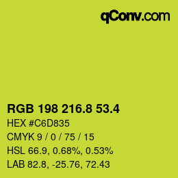 カラーコード: RGB 198 216.8 53.4 | qconv.com