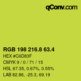 カラーコード: RGB 198 216.8 63.4 | qconv.com