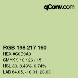 Color code: RGB 198 217 160 | qconv.com