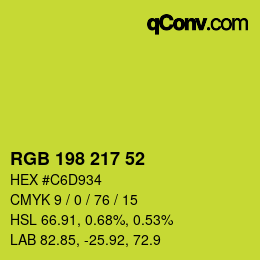 Color code: RGB 198 217 52 | qconv.com