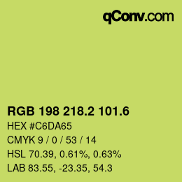 カラーコード: RGB 198 218.2 101.6 | qconv.com