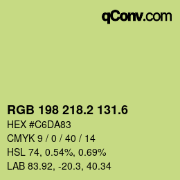 カラーコード: RGB 198 218.2 131.6 | qconv.com