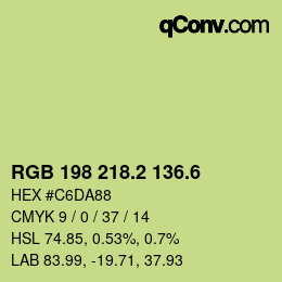 カラーコード: RGB 198 218.2 136.6 | qconv.com