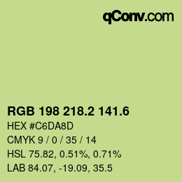 カラーコード: RGB 198 218.2 141.6 | qconv.com