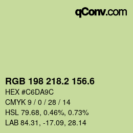 カラーコード: RGB 198 218.2 156.6 | qconv.com