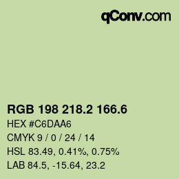 カラーコード: RGB 198 218.2 166.6 | qconv.com