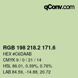 カラーコード: RGB 198 218.2 171.6 | qconv.com