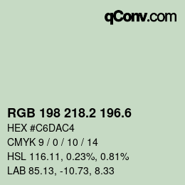 カラーコード: RGB 198 218.2 196.6 | qconv.com