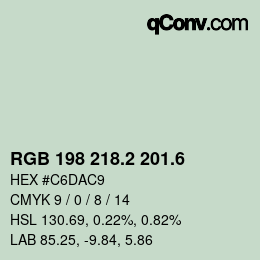 カラーコード: RGB 198 218.2 201.6 | qconv.com