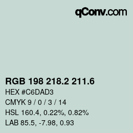 カラーコード: RGB 198 218.2 211.6 | qconv.com