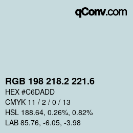 カラーコード: RGB 198 218.2 221.6 | qconv.com