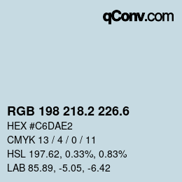 カラーコード: RGB 198 218.2 226.6 | qconv.com