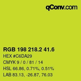 カラーコード: RGB 198 218.2 41.6 | qconv.com