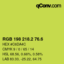 カラーコード: RGB 198 218.2 76.6 | qconv.com